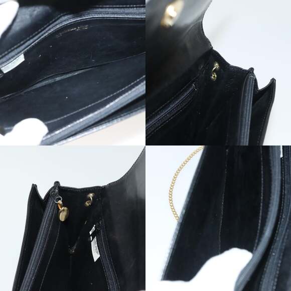 DIOR Chain Shoulder Bag Leather Black Gold - Picture 12 of 13